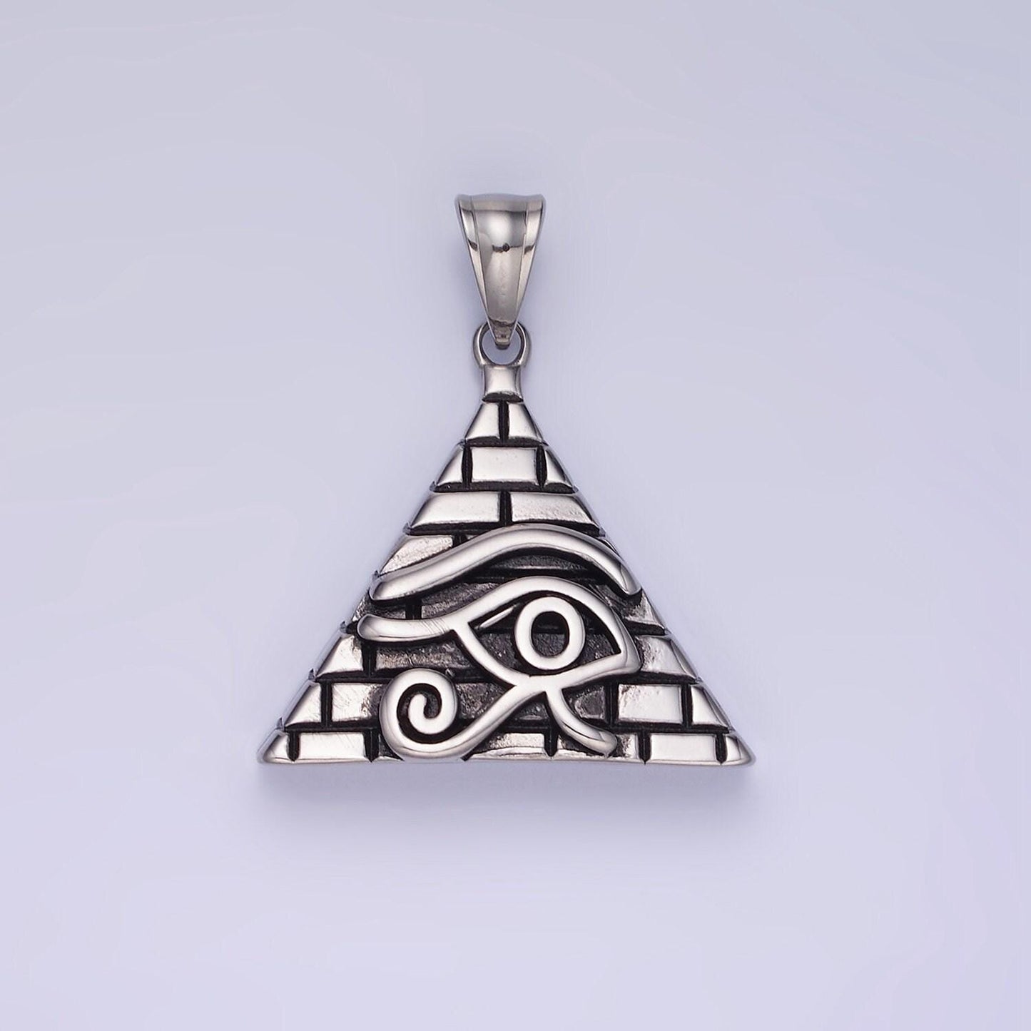 Gold pyramid triangle evil eye charm eye of ra amulet pendant for necklace stainless steel pendant p-1203