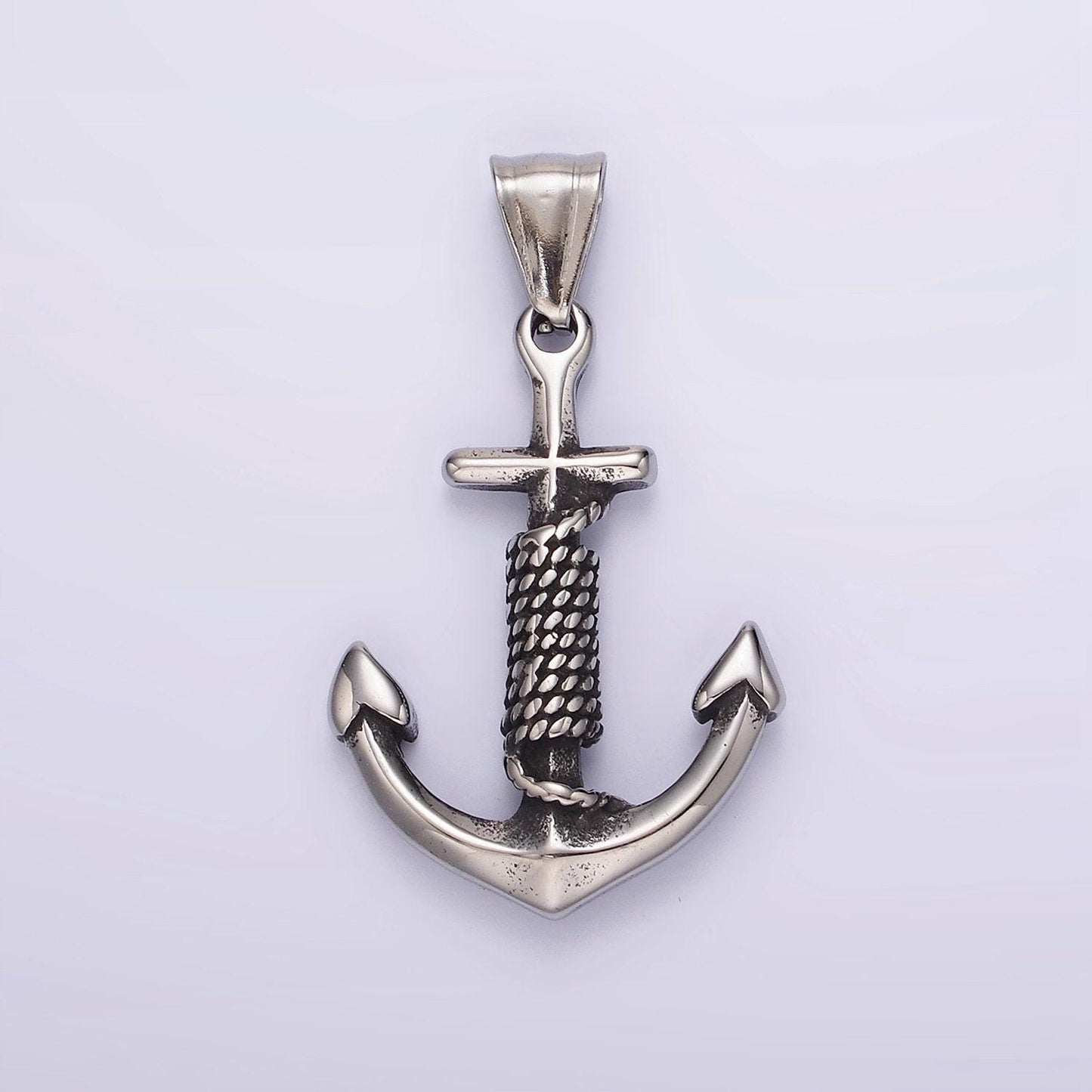 Big nautical charm stainless steel 42mm anchor with rope pendant christian religious jewelry making supply | p-1194