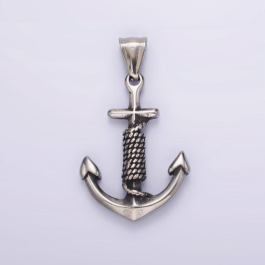 Big nautical charm stainless steel 42mm anchor with rope pendant christian religious jewelry making supply | p-1194