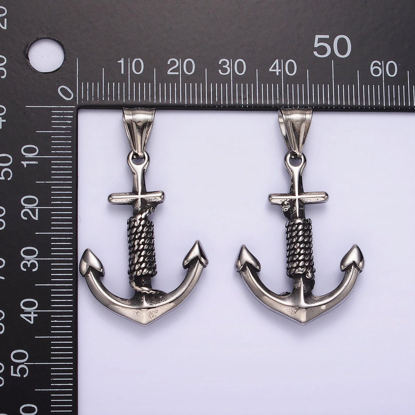 Big nautical charm stainless steel 42mm anchor with rope pendant christian religious jewelry making supply | p-1194