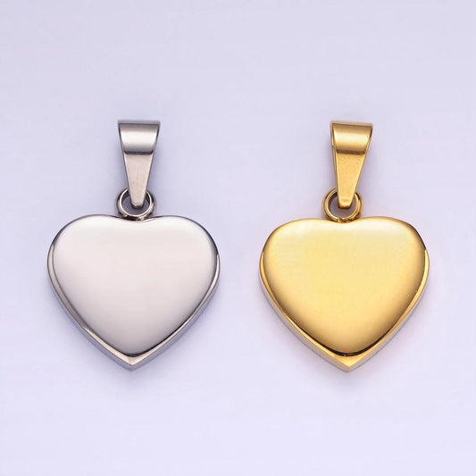 14k gold plated & stainless steel heart pendants blank heart charm | p-1196 p-1197