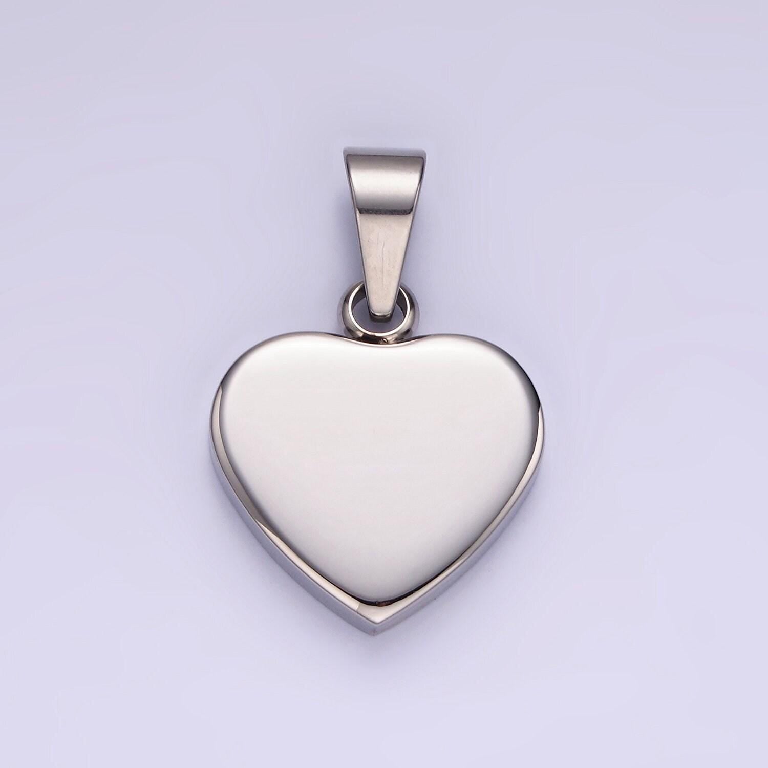 14k gold plated & stainless steel heart pendants blank heart charm | p-1196 p-1197