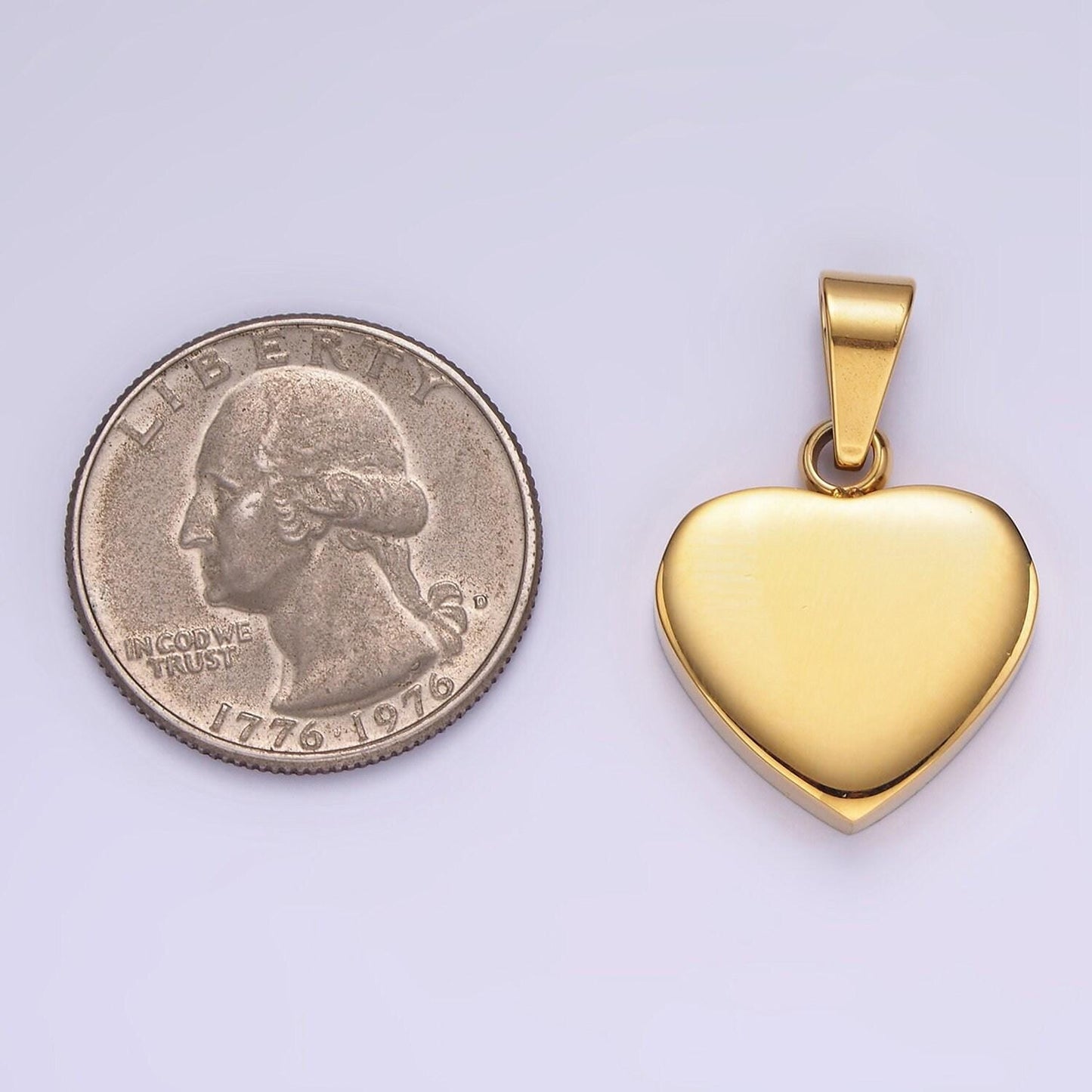 14k gold plated & stainless steel heart pendants blank heart charm | p-1196 p-1197
