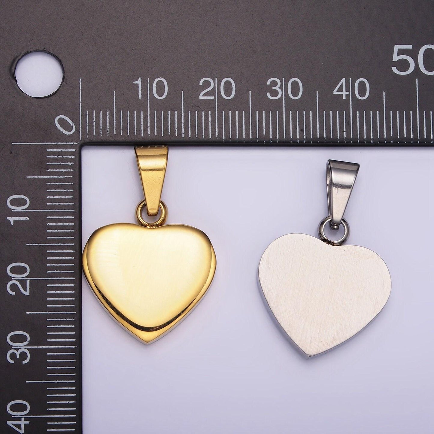 14k gold plated & stainless steel heart pendants blank heart charm | p-1196 p-1197
