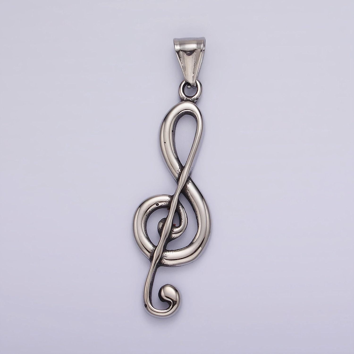 Stainless steel treble g-clef musical symbol pendant | p-1192