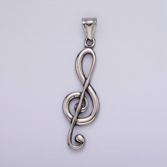 Stainless steel treble g-clef musical symbol pendant | p-1192