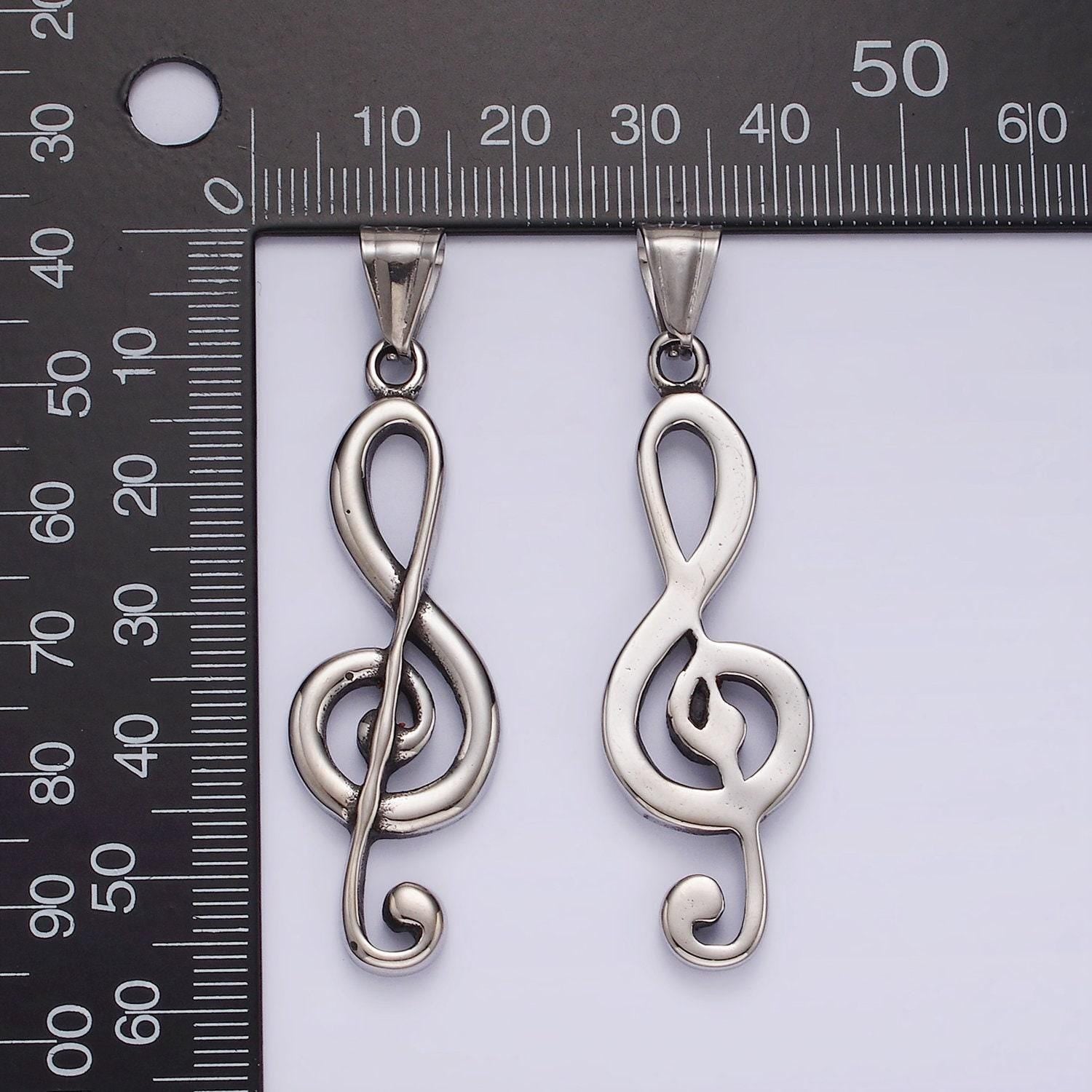 Stainless steel treble g-clef musical symbol pendant | p-1192