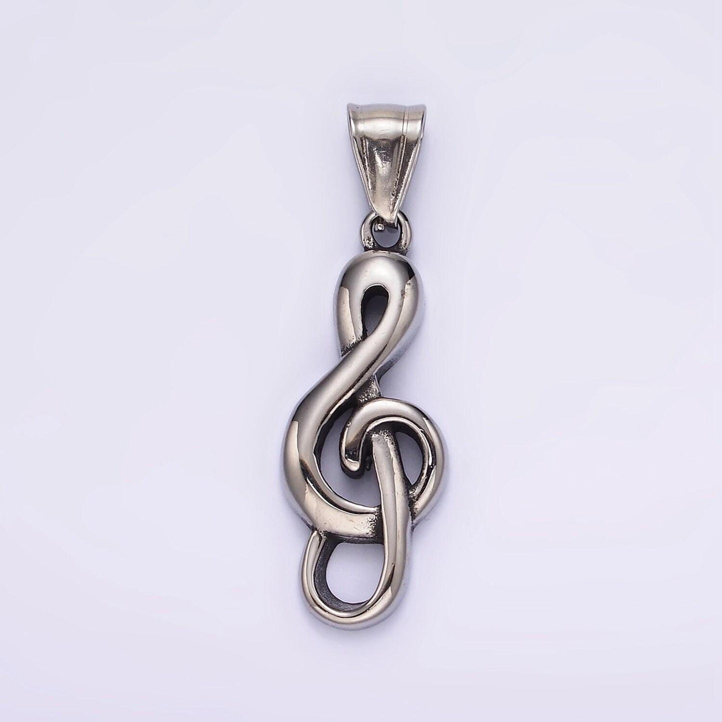 Stainless steel treble g-clef musical symbol pendant | p-1192