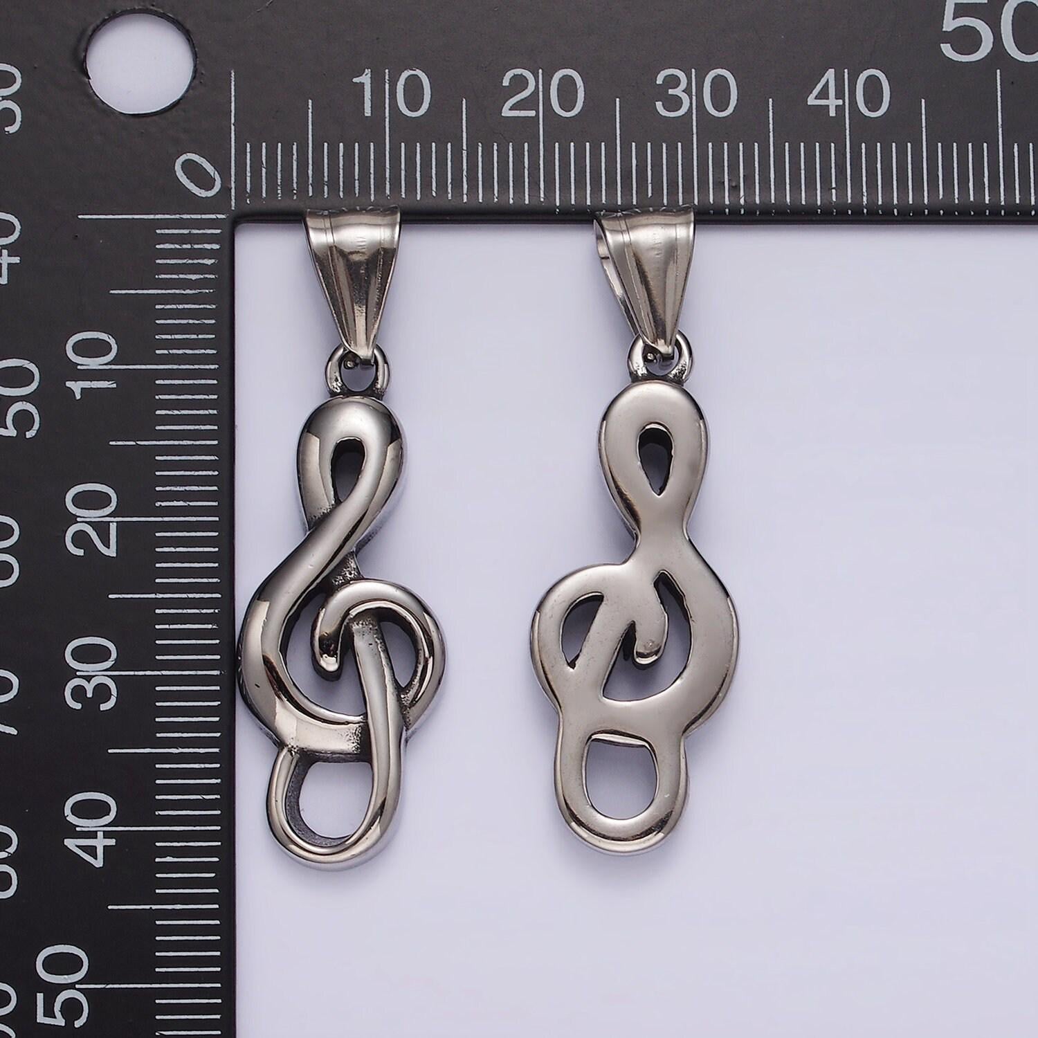 Stainless steel treble g-clef musical symbol pendant | p-1192