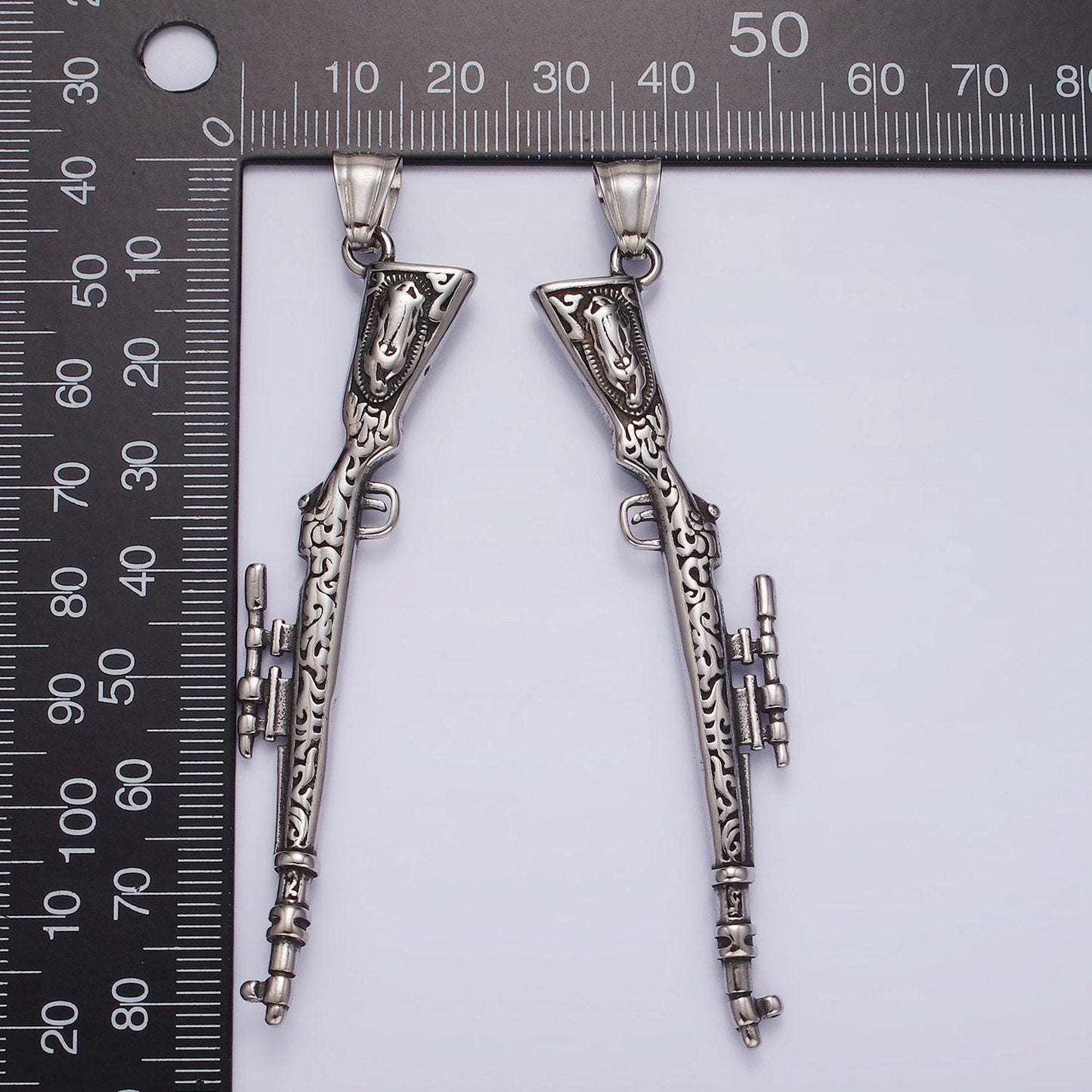 Stainless steel 83.2mm sniper rifle with guadalupe | p-1187