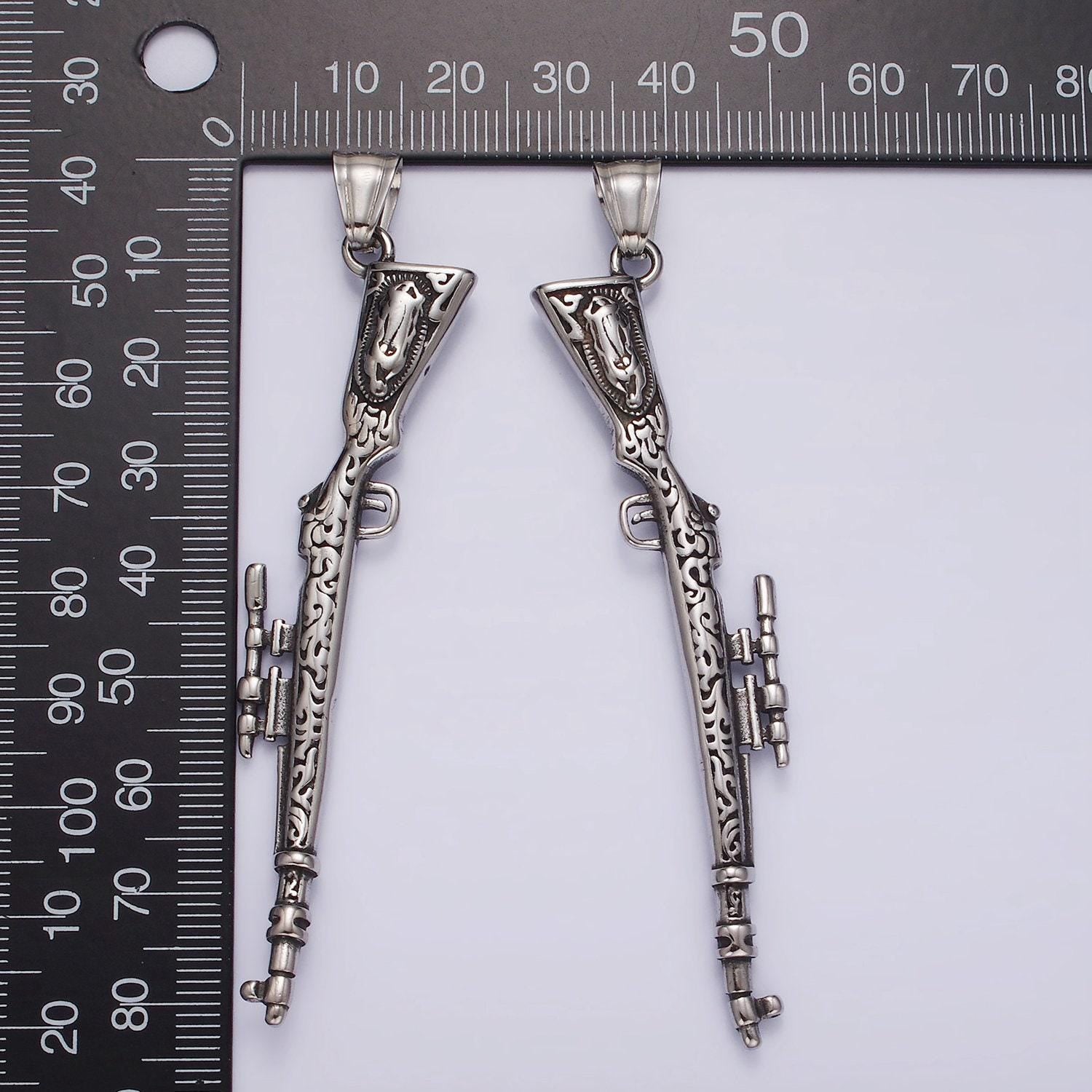 Stainless steel 83.2mm sniper rifle with guadalupe | p-1187