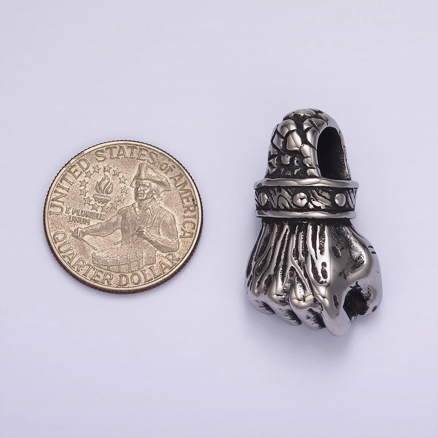 Stainless steel 34mm warrior fist charm hand gesture pendant | p-1184