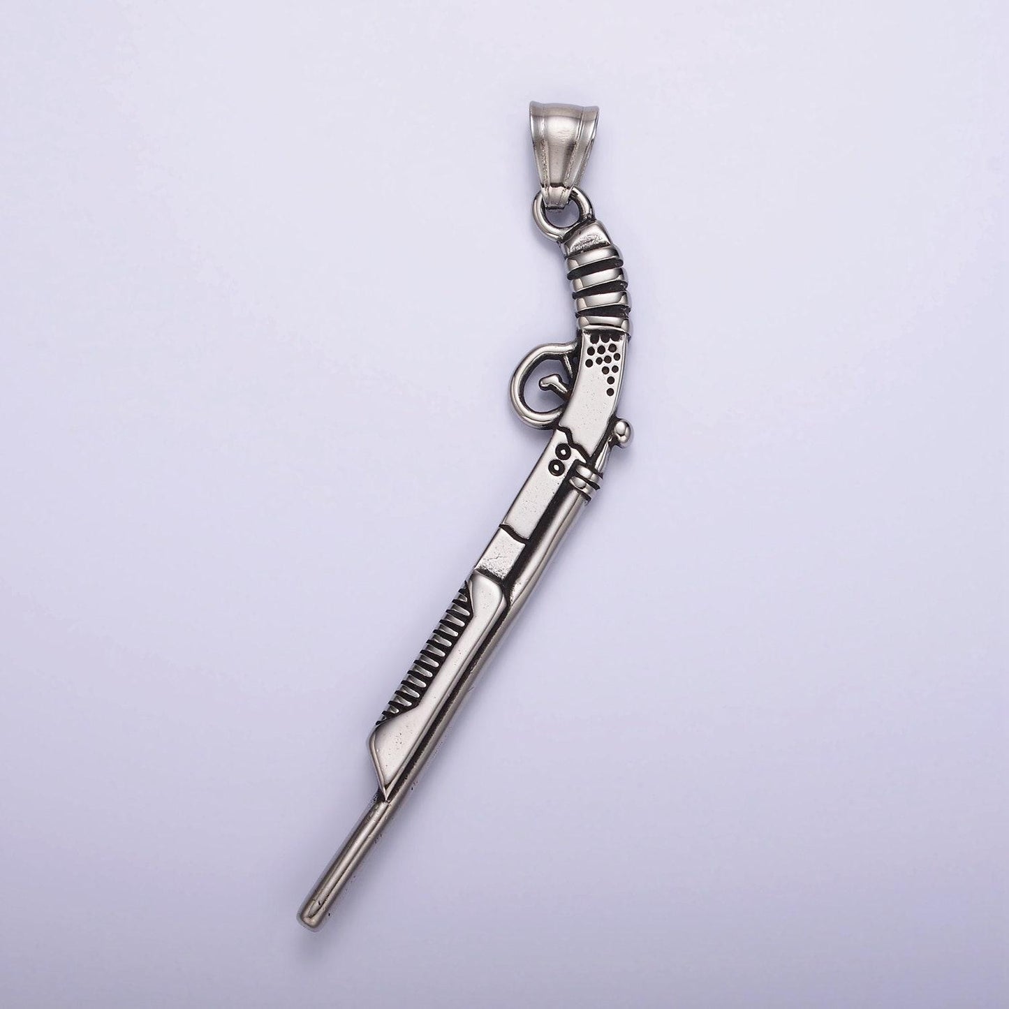Stainless steel shotgun 80mm pendant for jewelry making supply men hunter army inspired | p-1182