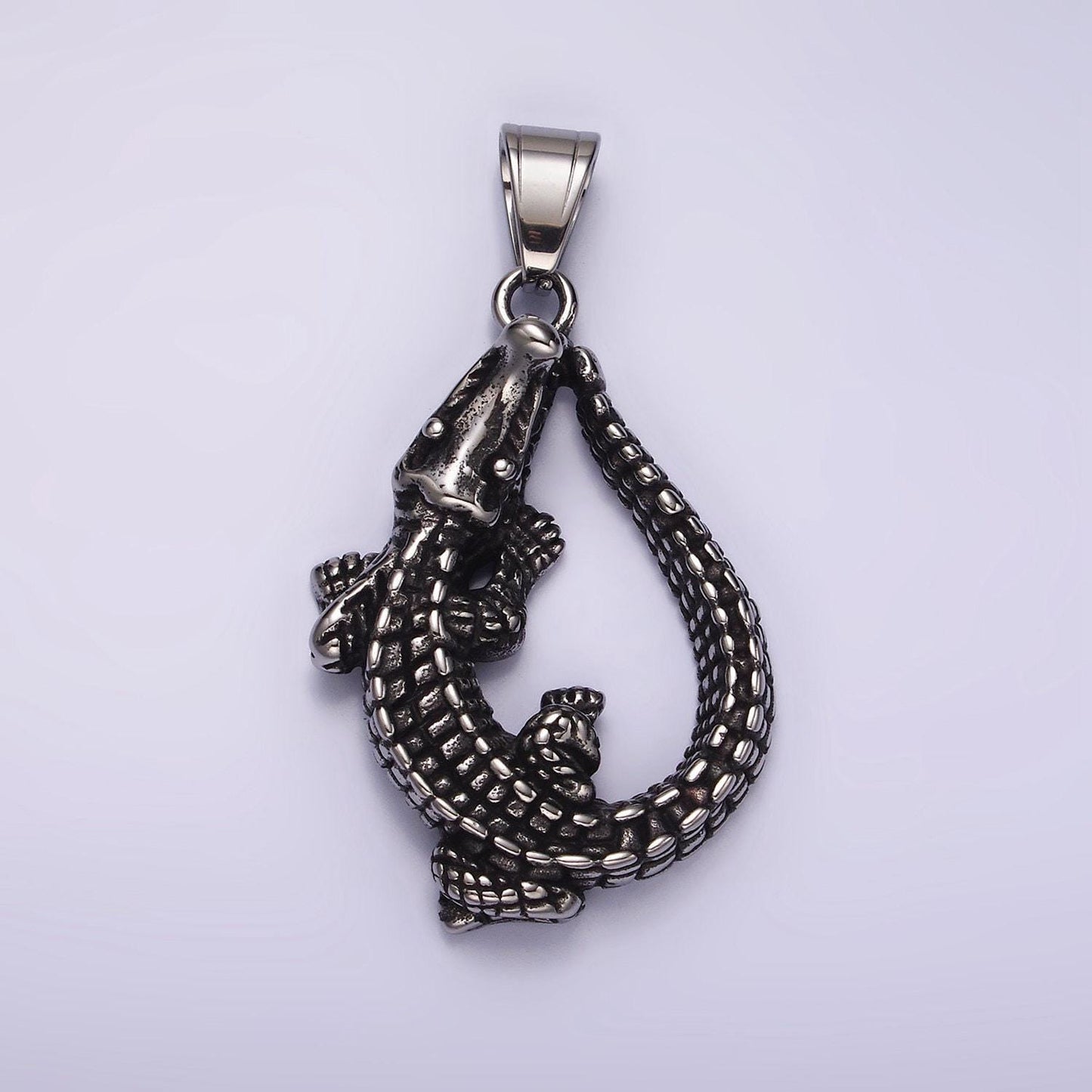 Stainless steel alligator charm silver crocodile pendant animal lizard jewelry inspired pendant | p-1177