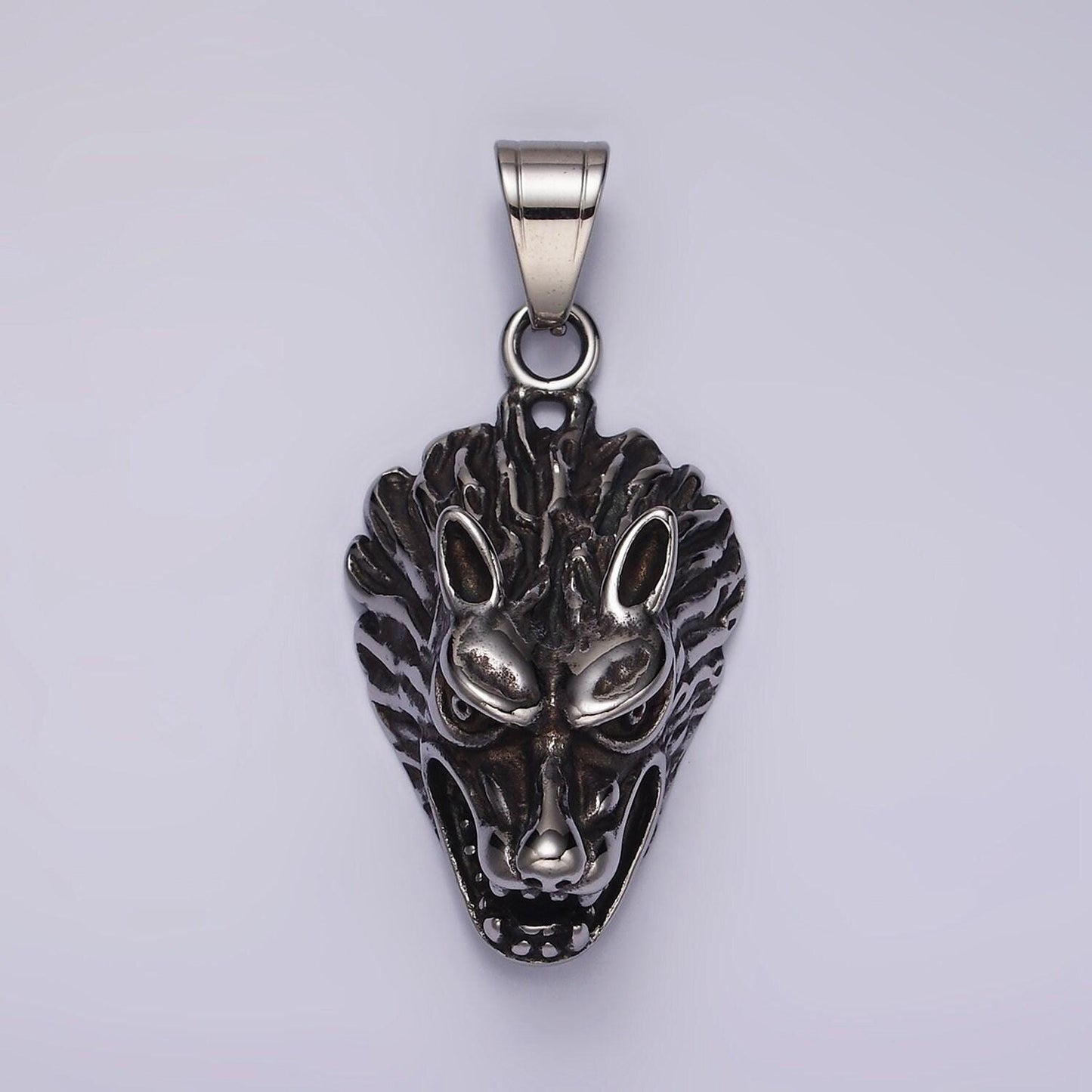 Stainless steel men wolf head pendant for diy jewelry werewolf halloween jewelry inspired | p-1174