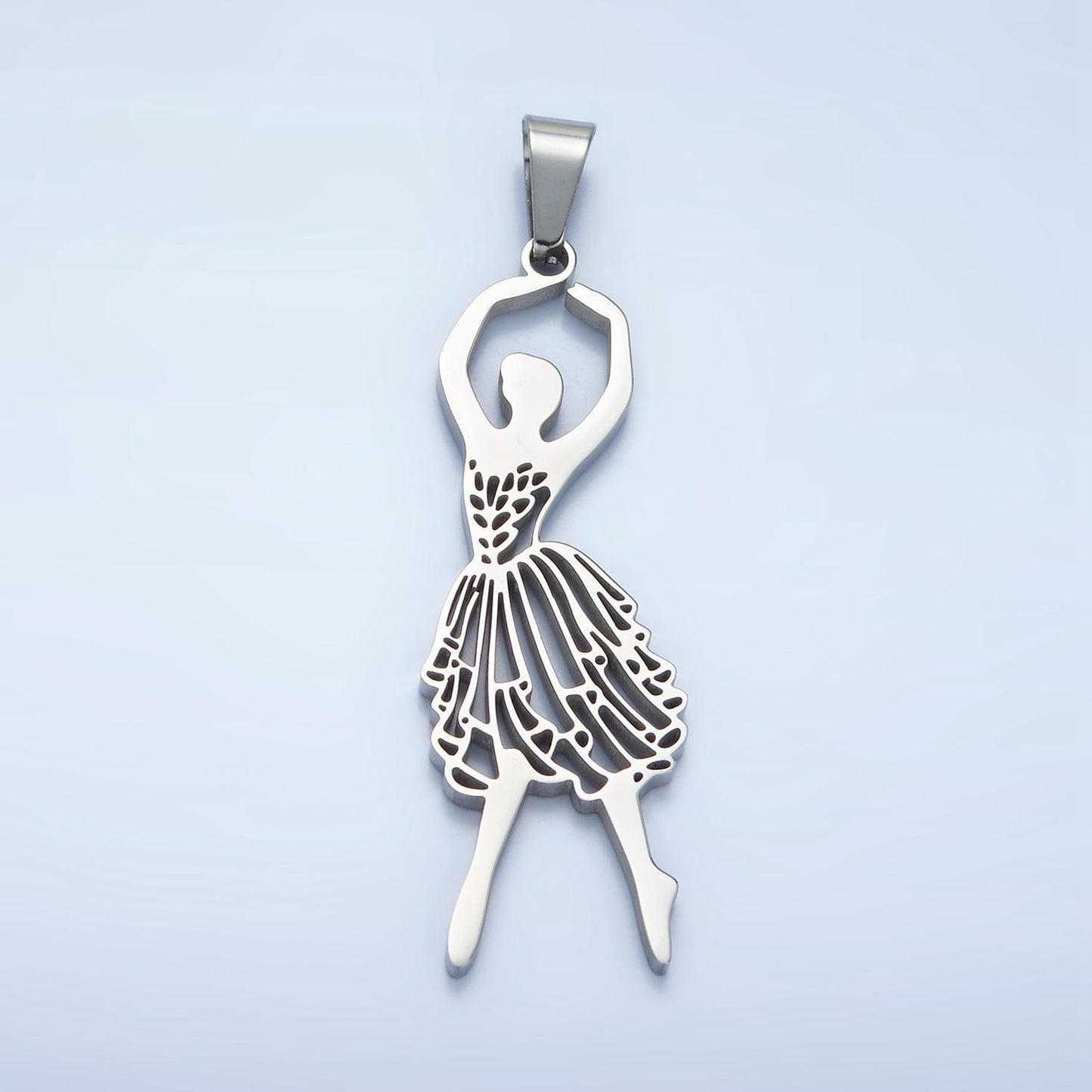 Stainless steel ballerina dangle charm gold ballet dance girls pendant minimalist jewelry making teacher gift appreciation p1485