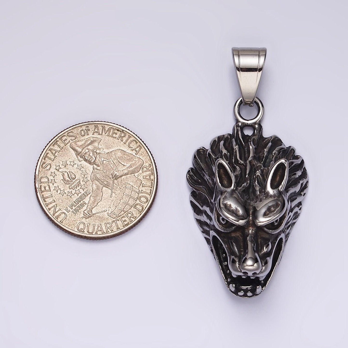 Stainless steel men wolf head pendant for diy jewelry werewolf halloween jewelry inspired | p-1174
