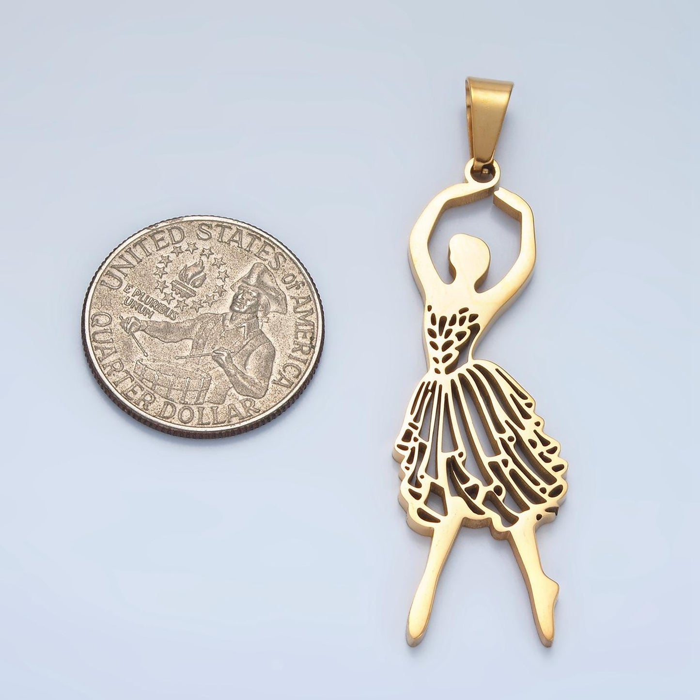 Stainless steel ballerina dangle charm gold ballet dance girls pendant minimalist jewelry making teacher gift appreciation p1485