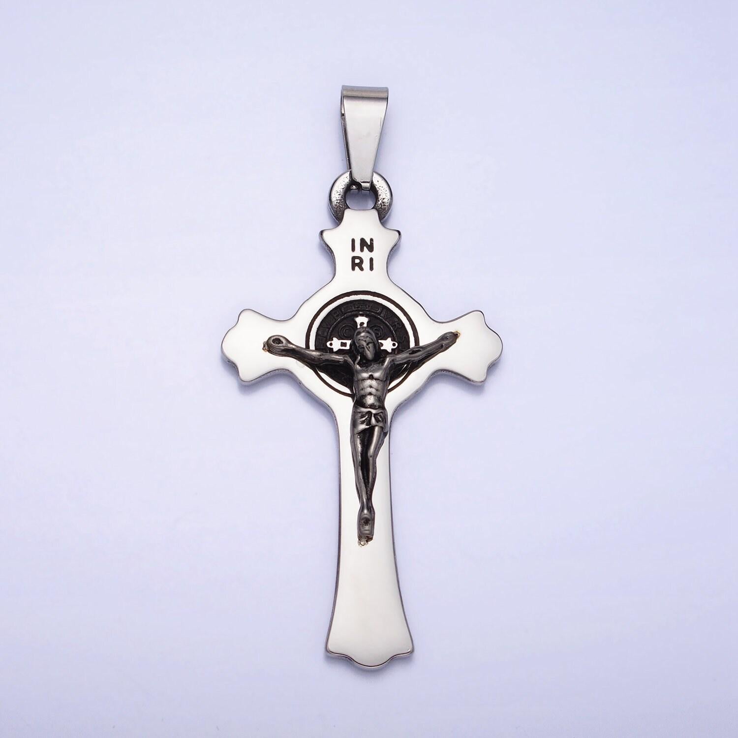 Stainless steel jesus inri cross crucifix pendant for necklace christian jewelry making jesus in the cross gold pendant