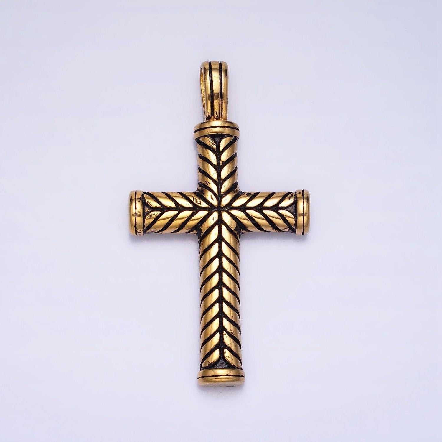 Men chevron cross necklace pendant stainless steel chevron cross charm necklace religious statement jewelry making supply