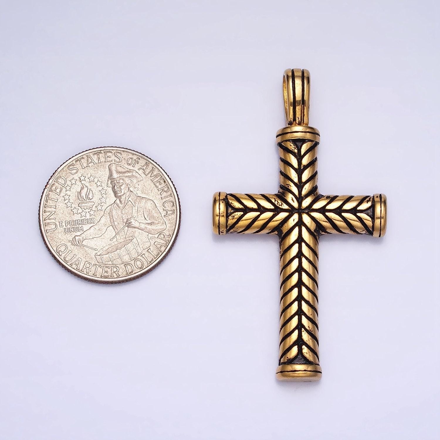 Men chevron cross necklace pendant stainless steel chevron cross charm necklace religious statement jewelry making supply