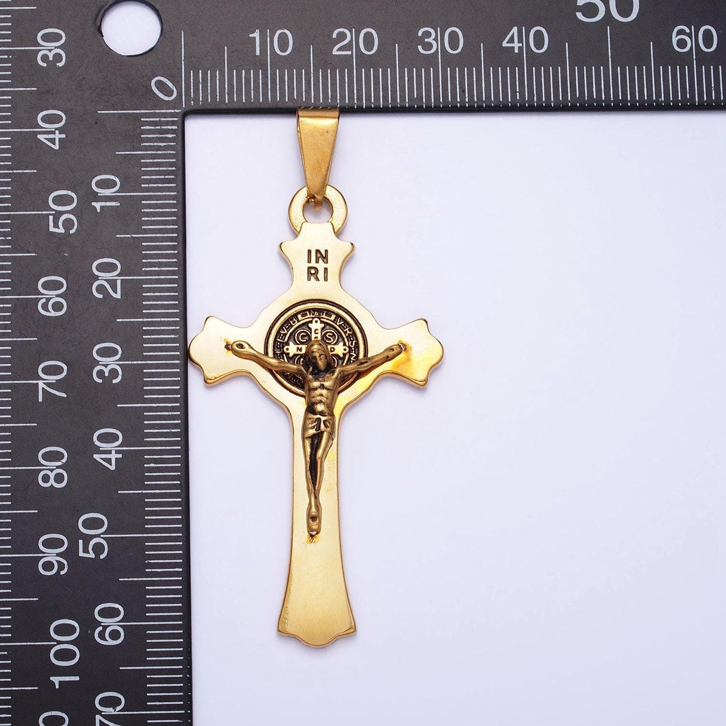 Stainless steel jesus inri cross crucifix pendant for necklace christian jewelry making jesus in the cross gold pendant
