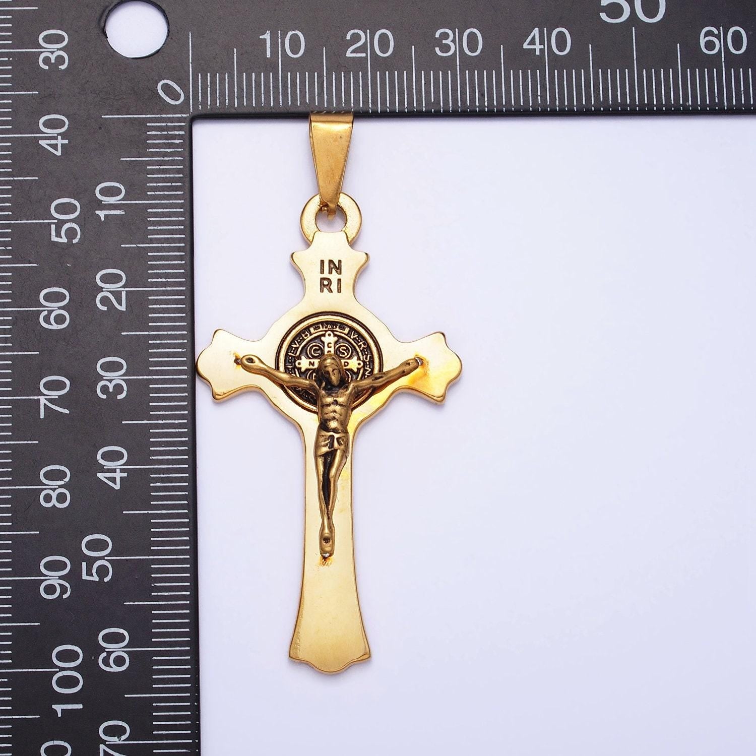 Stainless steel jesus inri cross crucifix pendant for necklace christian jewelry making jesus in the cross gold pendant