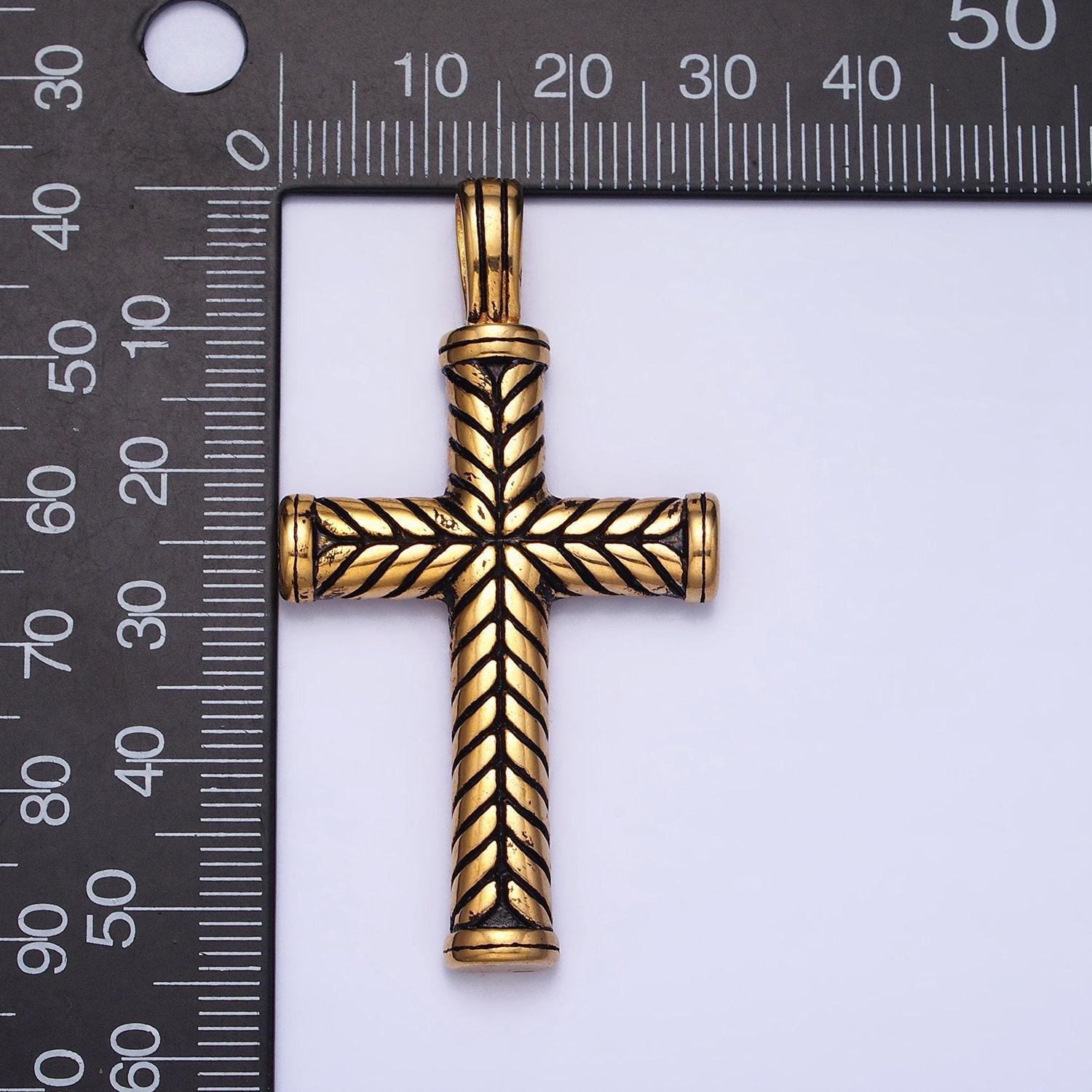 Men chevron cross necklace pendant stainless steel chevron cross charm necklace religious statement jewelry making supply