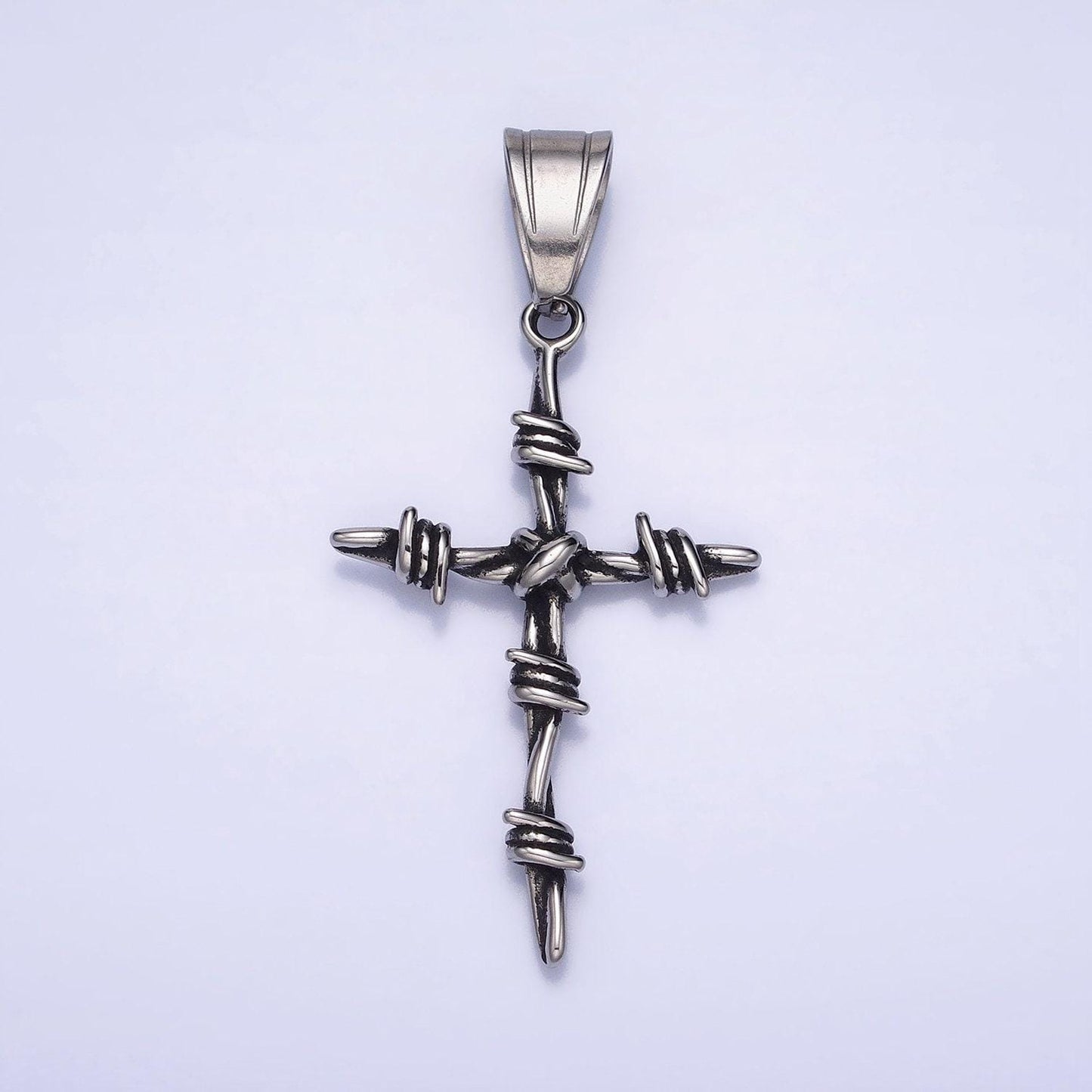 Antique silver cross charm men silver cross pendant for statement jewelry stainless steel cross gifts for men necklace component p-1159