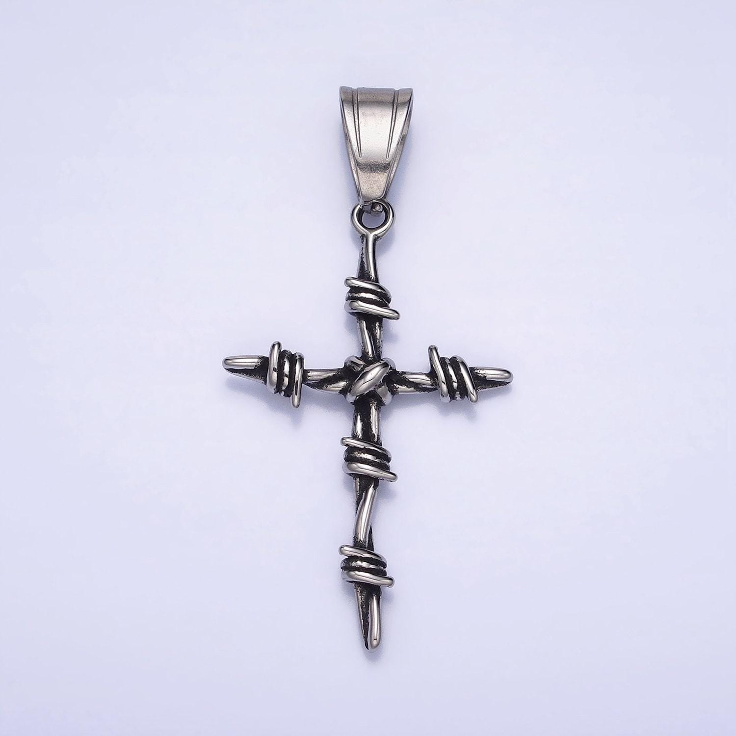 Antique silver cross charm men silver cross pendant for statement jewelry stainless steel cross gifts for men necklace component p-1159