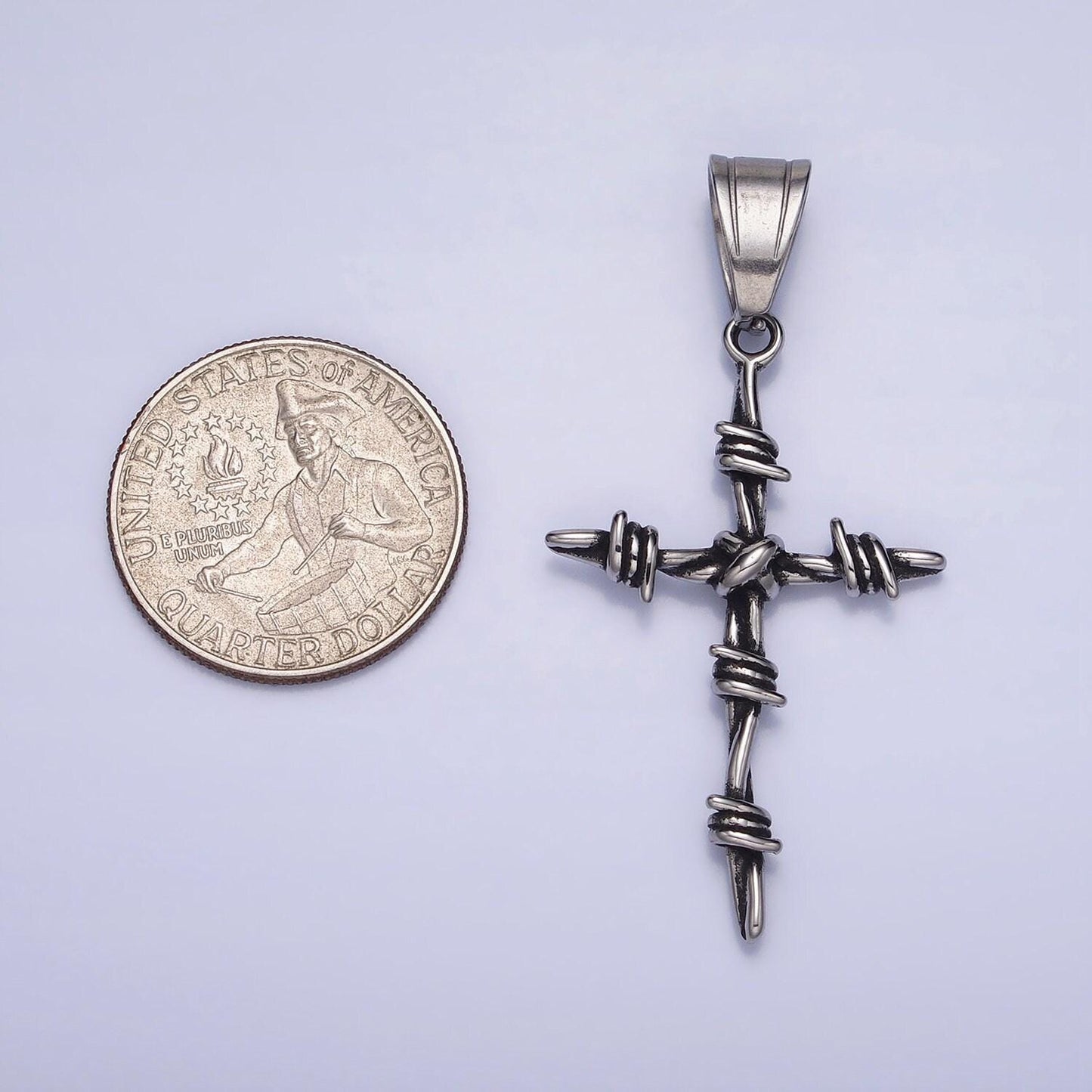 Antique silver cross charm men silver cross pendant for statement jewelry stainless steel cross gifts for men necklace component p-1159