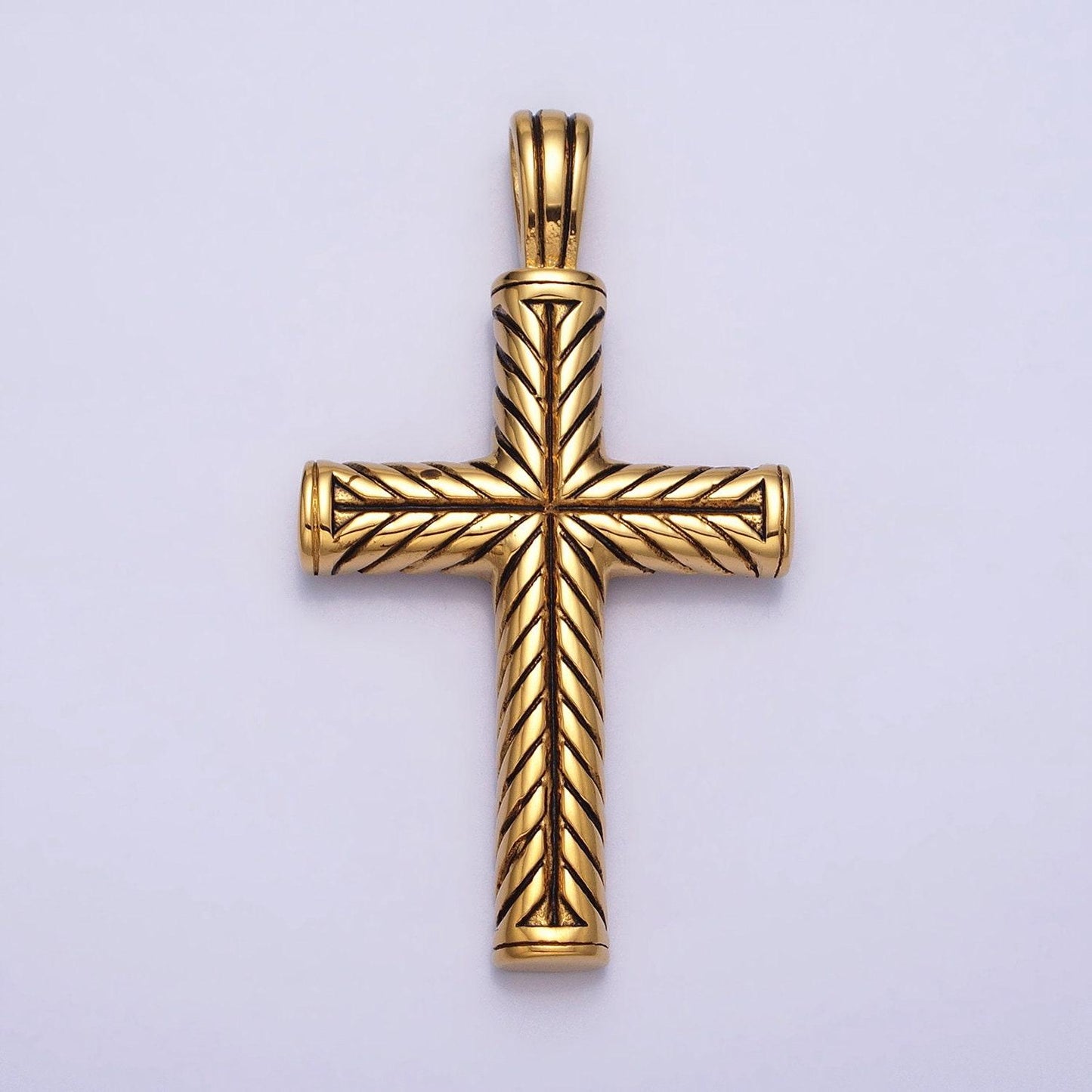 Men chevron cross necklace pendant stainless steel chevron cross charm necklace religious statement jewelry making supply