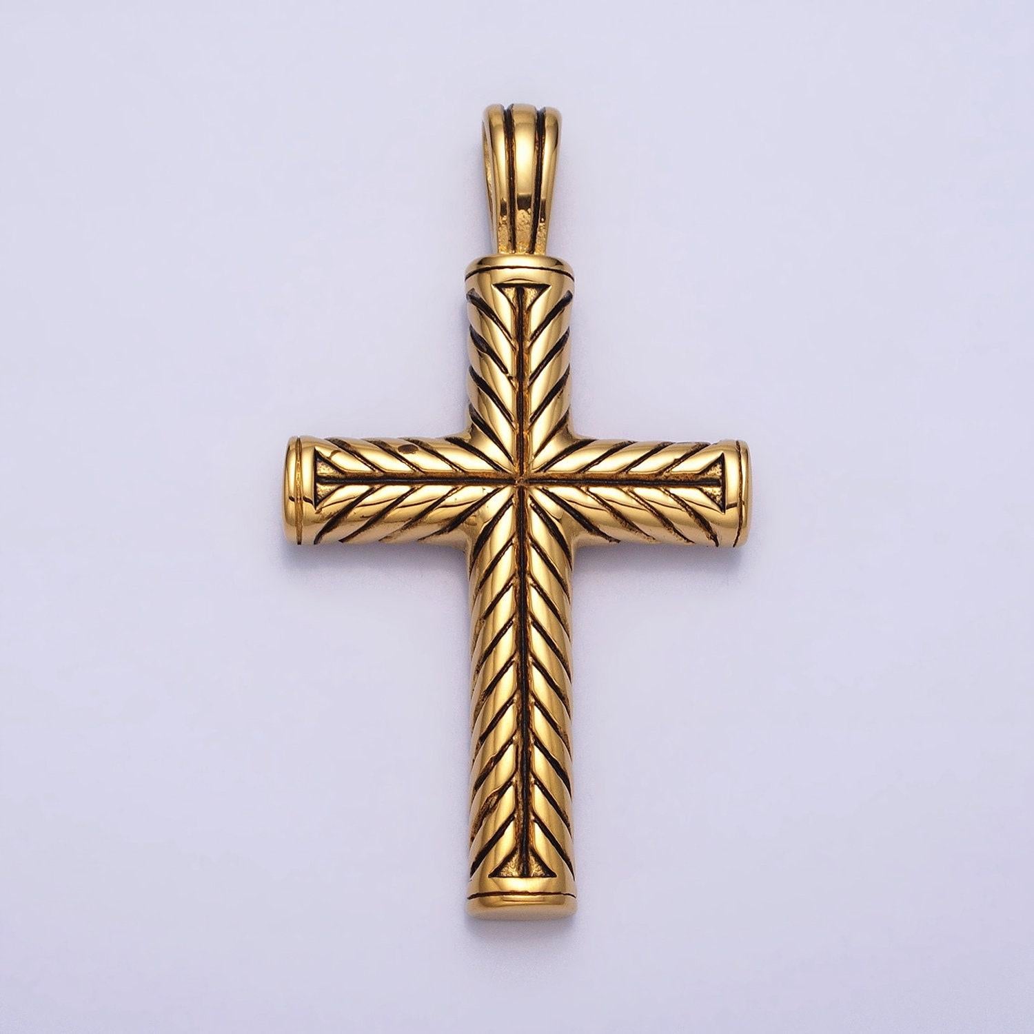 Men chevron cross necklace pendant stainless steel chevron cross charm necklace religious statement jewelry making supply