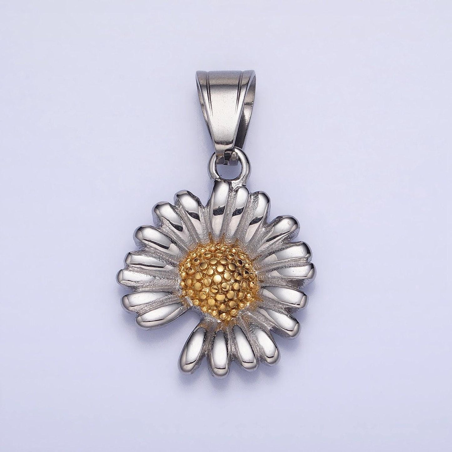 Stainless steel daisy charm gold silver flower charm 2tone summer spring jewelry inspired for necklace bracelet earring component p-1155