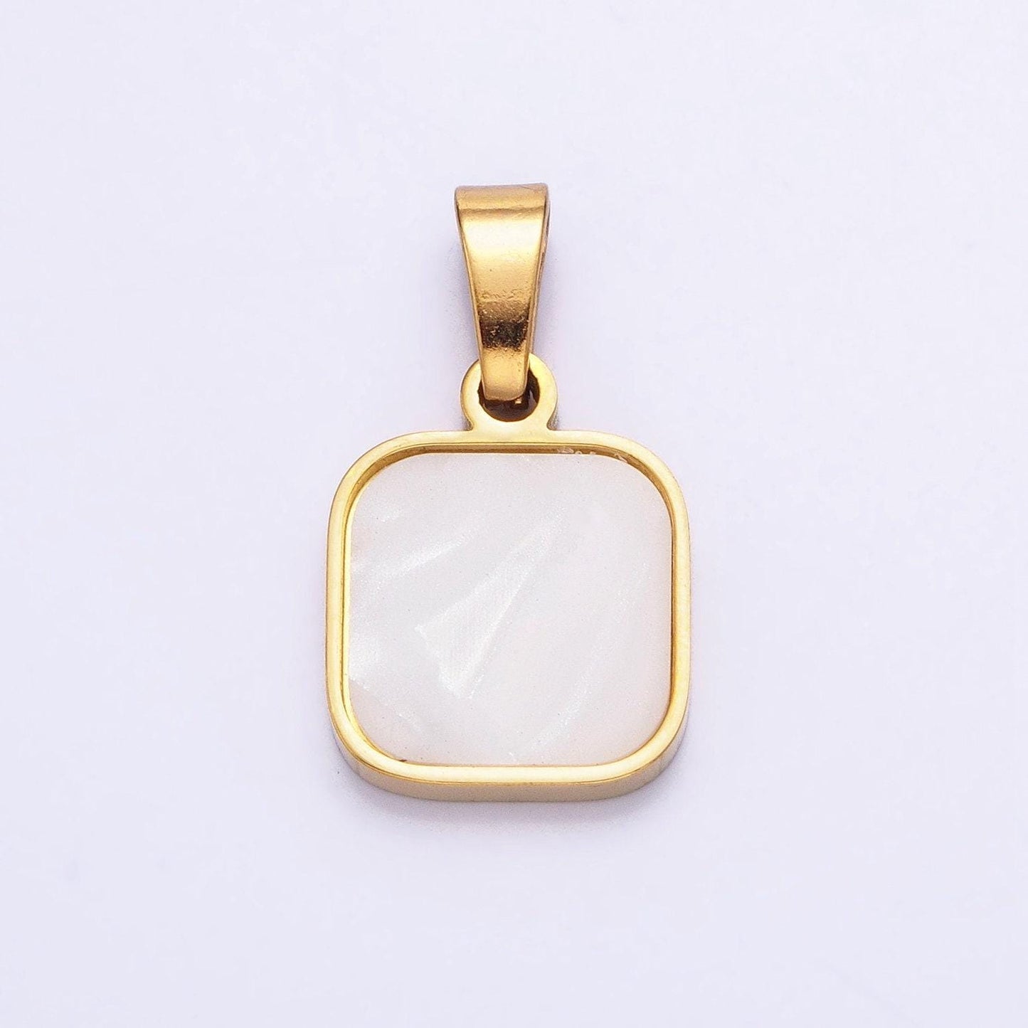 Dainty shell pearl pendant necklace minimalist white pearl square charm for necklace earring bracelet component p-1149