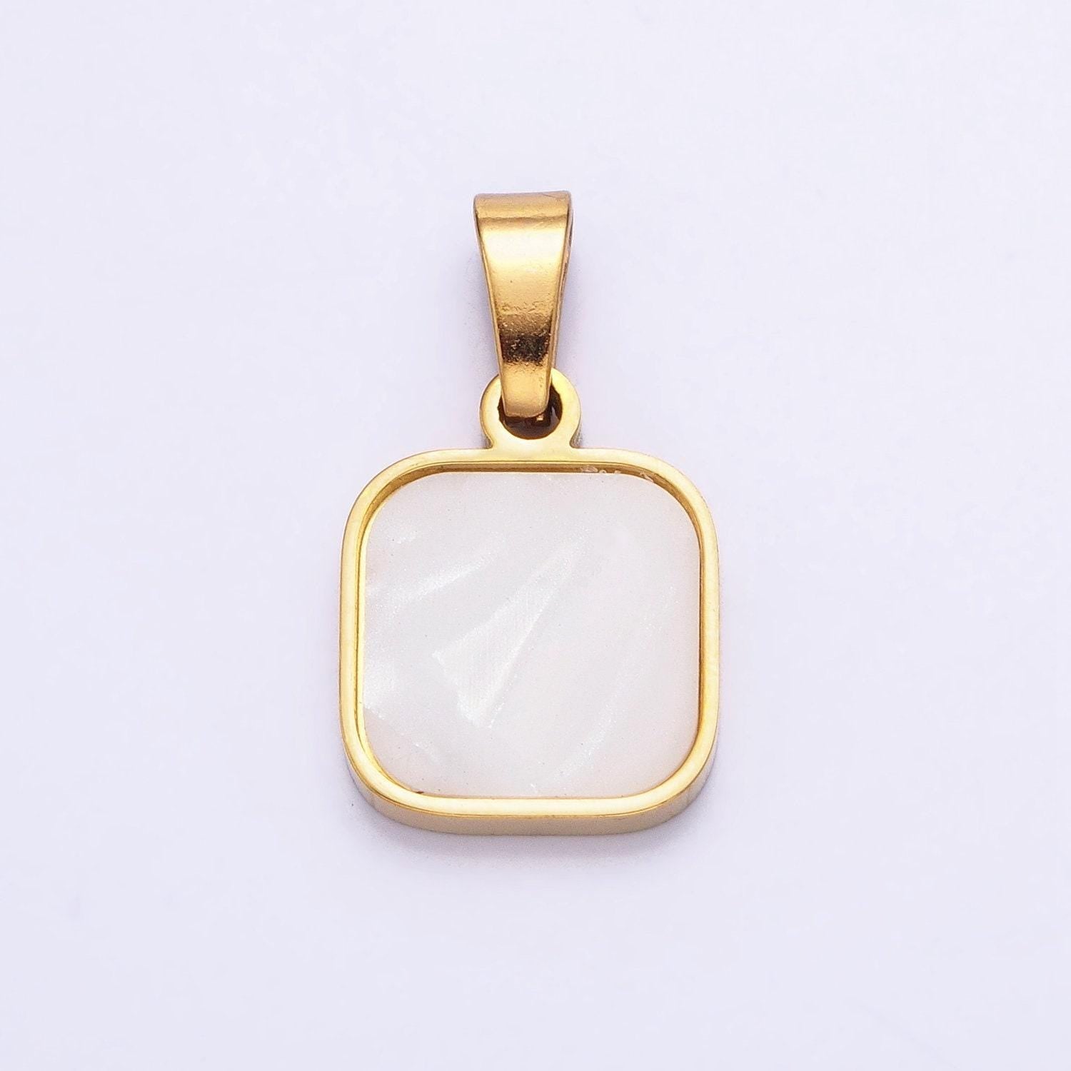 Dainty shell pearl pendant necklace minimalist white pearl square charm for necklace earring bracelet component p-1149