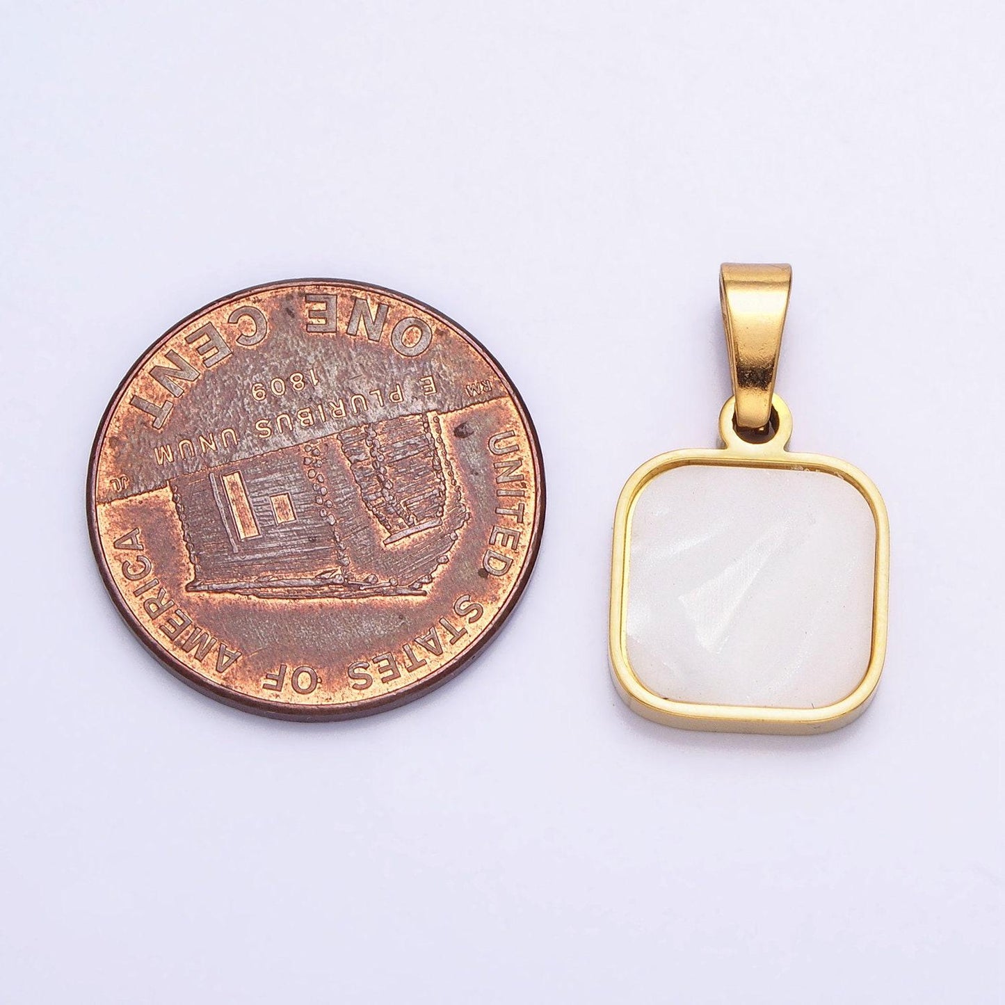 Dainty shell pearl pendant necklace minimalist white pearl square charm for necklace earring bracelet component p-1149