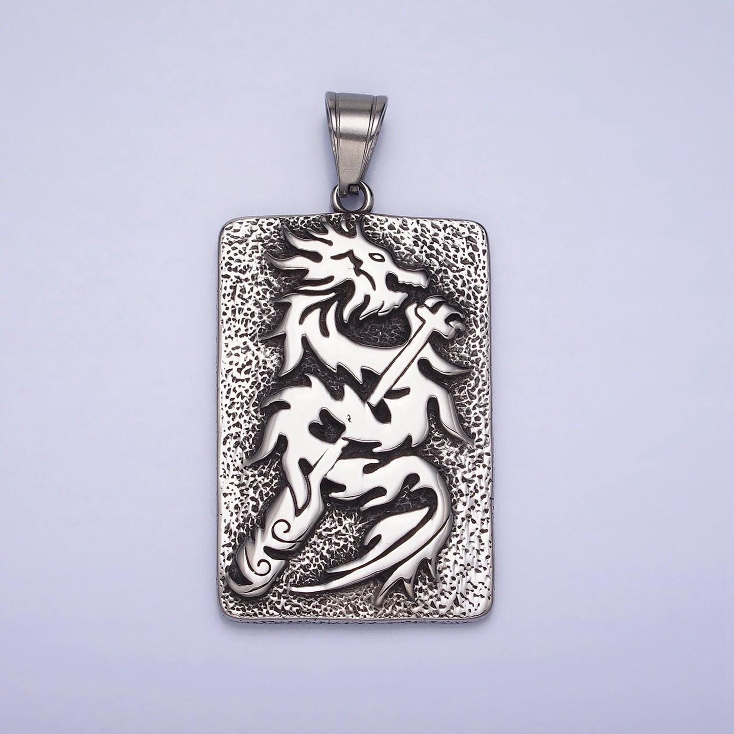 Men dragon tablet pendant necklace stainless steel jewelry heavy weight jewelry statement necklace supply p-1141