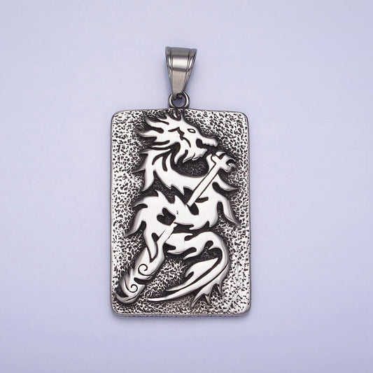Men dragon tablet pendant necklace stainless steel jewelry heavy weight jewelry statement necklace supply p-1141