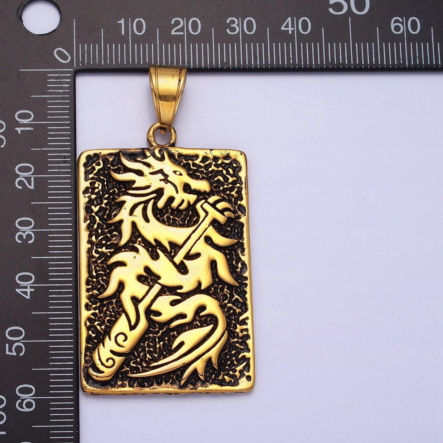 Men dragon tablet pendant necklace stainless steel jewelry heavy weight jewelry statement necklace supply p-1141