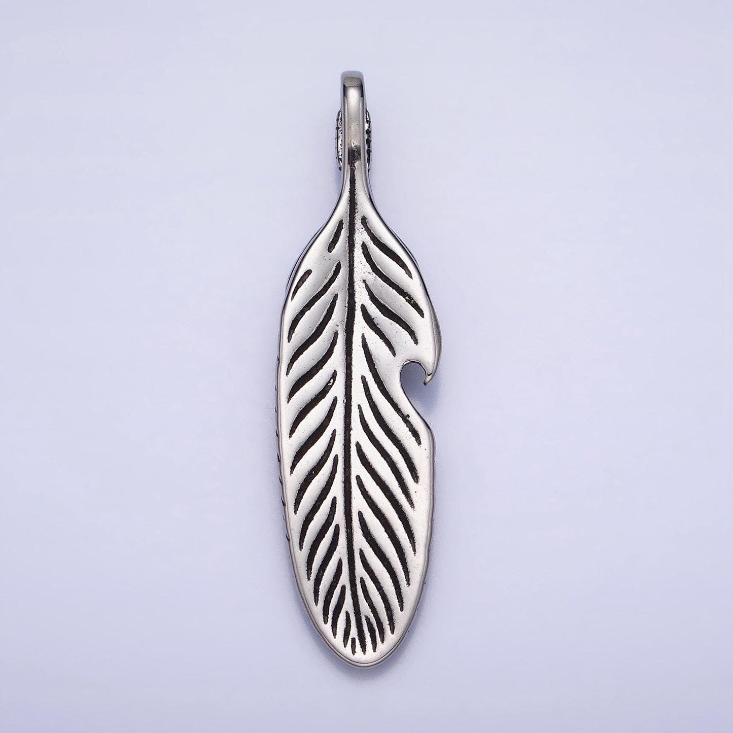 Men indian feather charm stainless steel tribe charm in antique silver gold heavy hard pendant lead nickel free tarnish free | p-1139