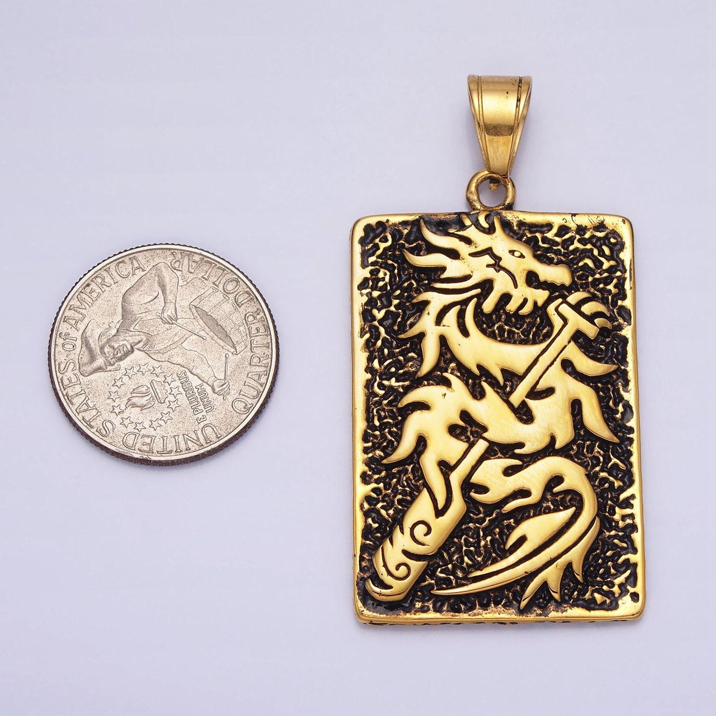 Men dragon tablet pendant necklace stainless steel jewelry heavy weight jewelry statement necklace supply p-1141