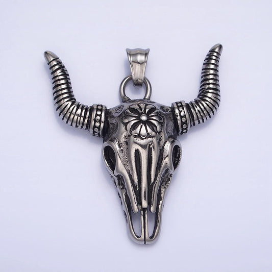 Big devil pendant hard ram goat skull horn pendant, gothic style pendant, gift to him biker punk rock hip hop statement emo jewelry p-1135