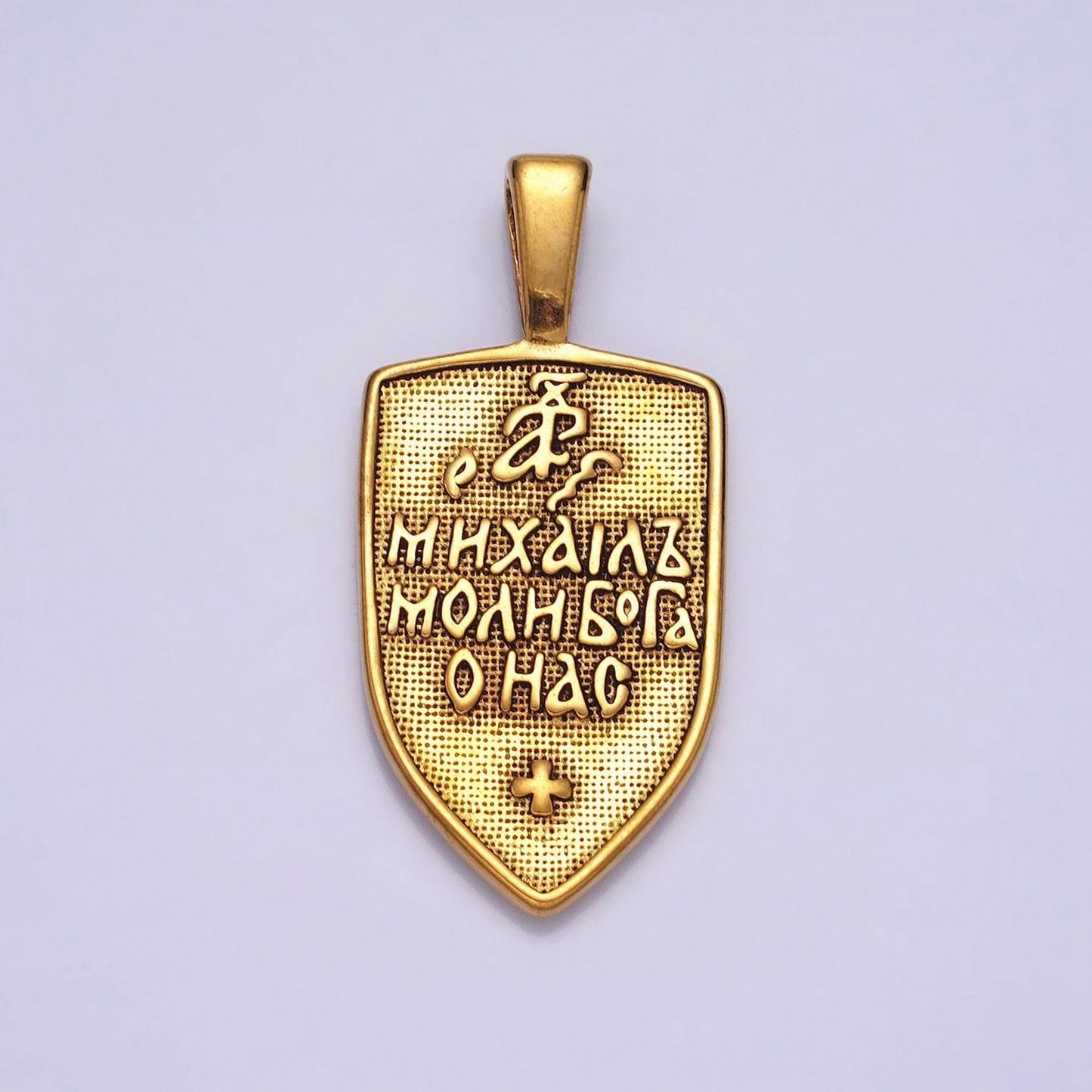 Stainless steel archangel saint michael mens necklace pendant christian archangel medallion, st michael shield charm for necklace p-1136