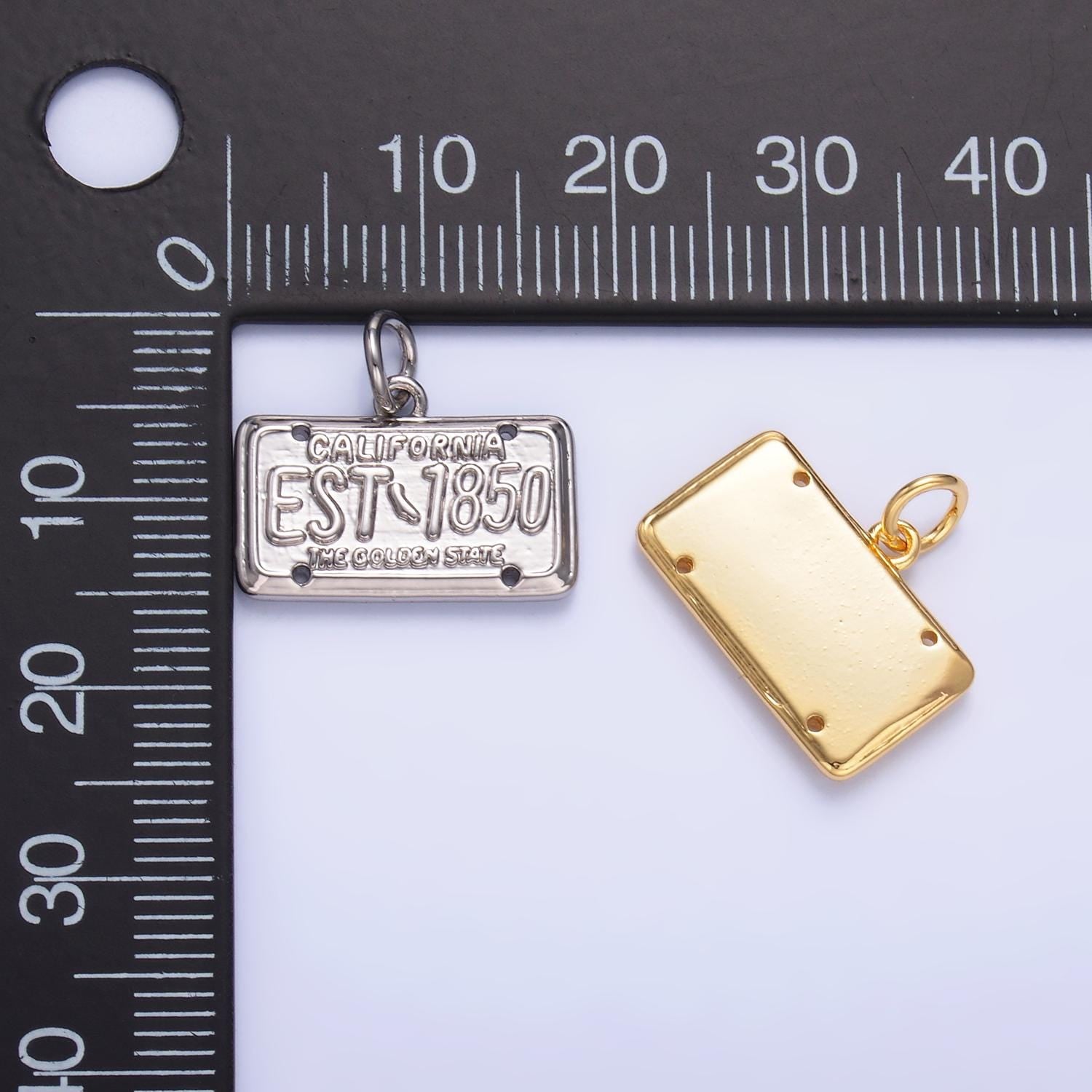 Dainty Gold Filled California Charm for Bracelet Necklace Girl Dangle Charm Travel Charm Gift Idea The Golden State License Plate W395