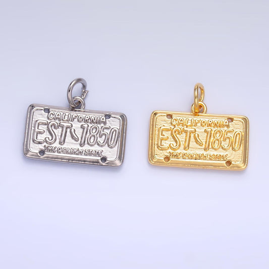 Dainty Gold Filled California Charm for Bracelet Necklace Girl Dangle Charm Travel Charm Gift Idea The Golden State License Plate W395