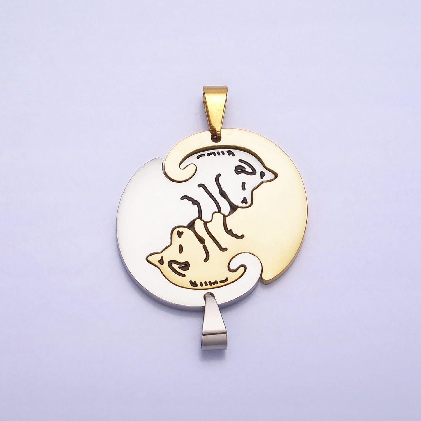1 set stainless steel dog puppy couple's friendship pendant set in gold & silver animal lover pet jewelry collar | p-1123