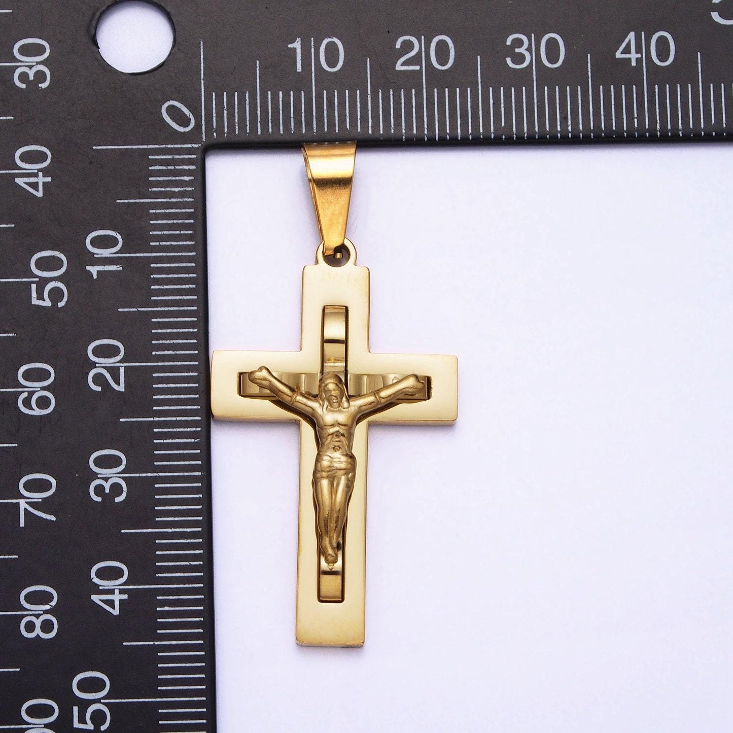 Jesus crucifix pendant, silver cross religious jewelry making for men, gift for father, silver man jewelry unisex necklace p-1119