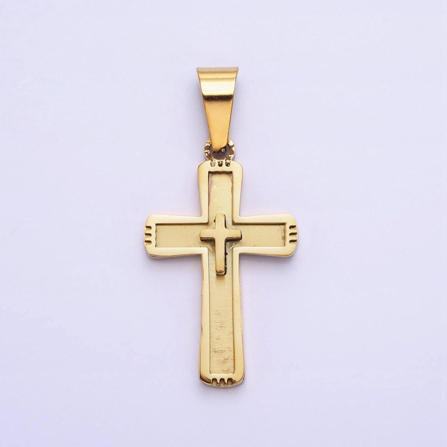 Stainless steel cross pendant in gold silver for unisex statement religious jewelry making | p-1118