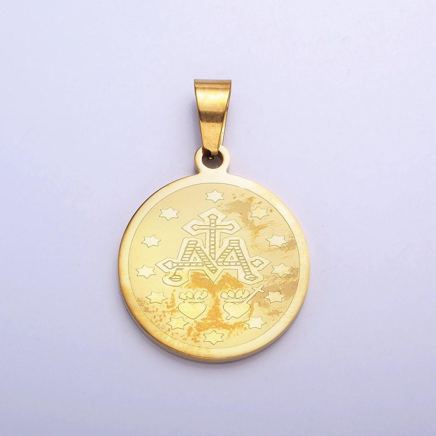 Double sided 24k gold filled our lady of perpetual help medallion pendant 25mm for catholic religious jewelry p-1116